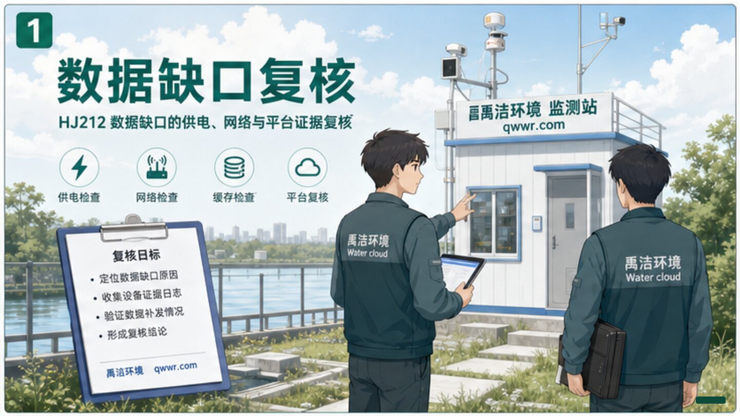 HJ212 数据缺口的供电网络与平台证据复核示意图
