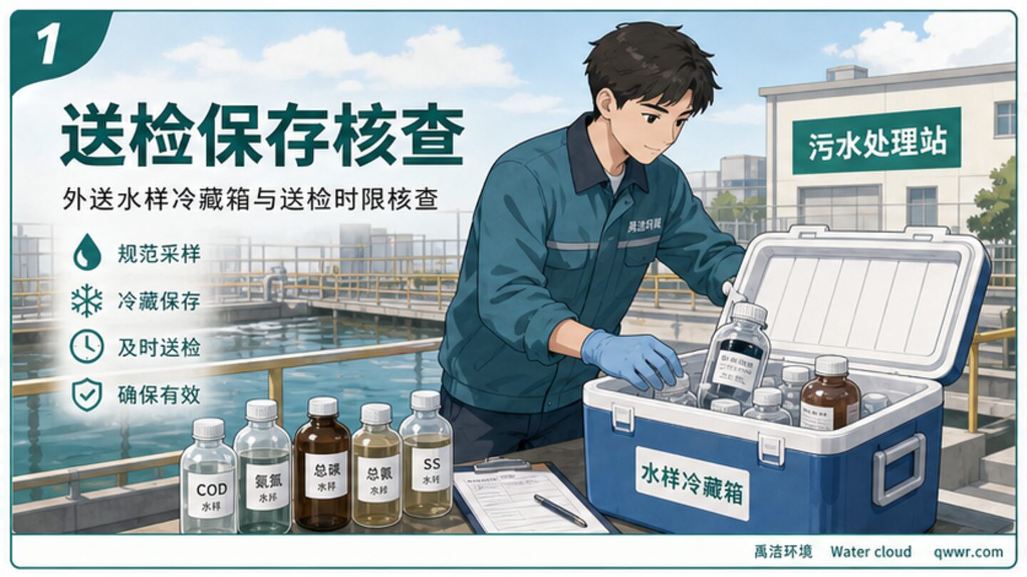 外送水样冷藏箱与送检时限核查示意图