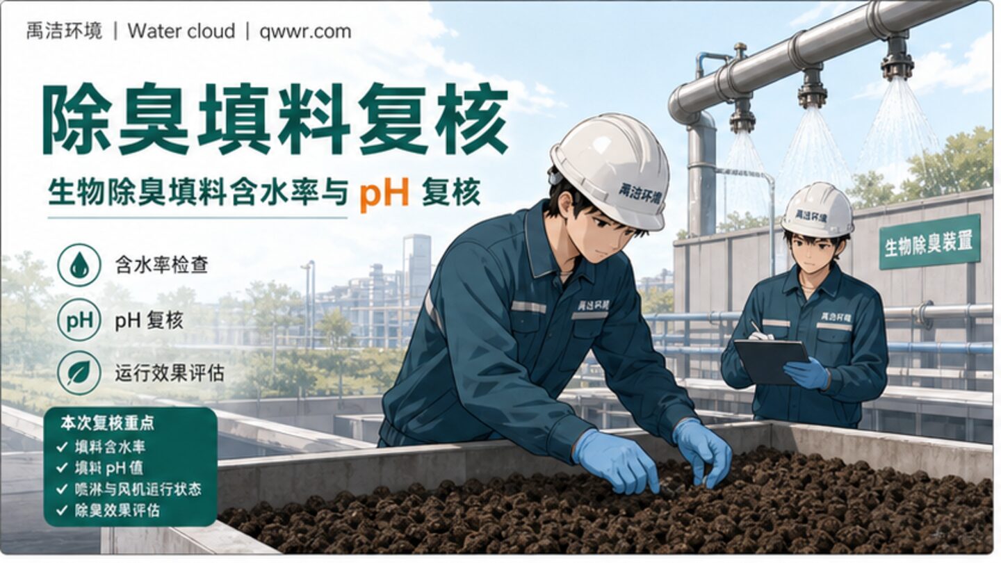 生物除臭填料含水率与 pH 复核示意图