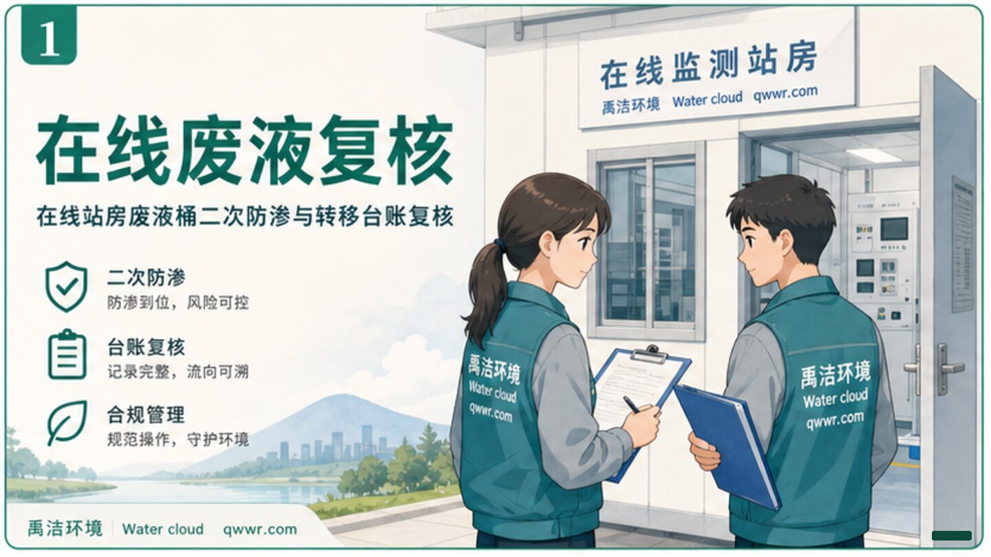 在线站房废液桶二次防渗与转移台账复核示意图