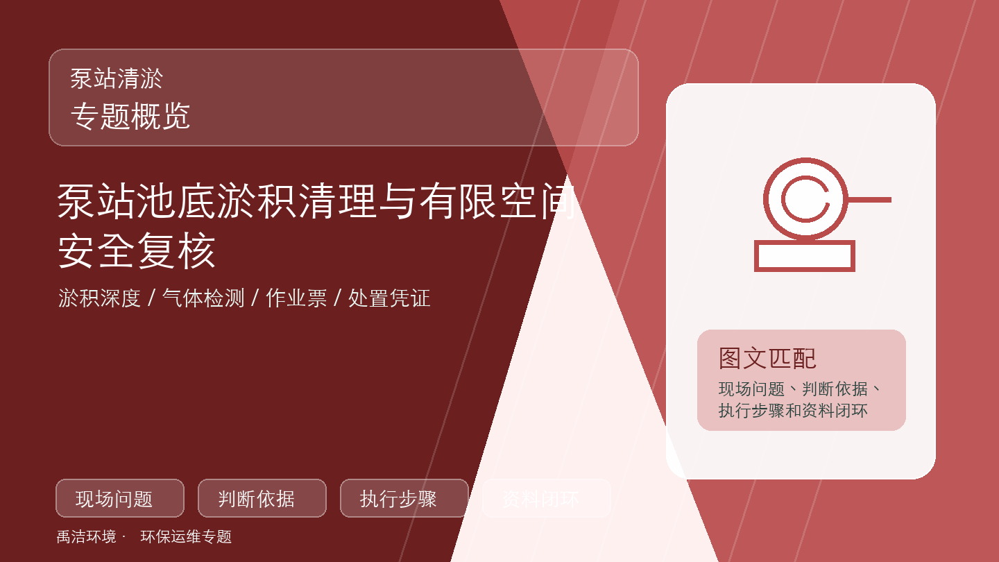 泵站池底淤积清理与有限空间安全复核示意图