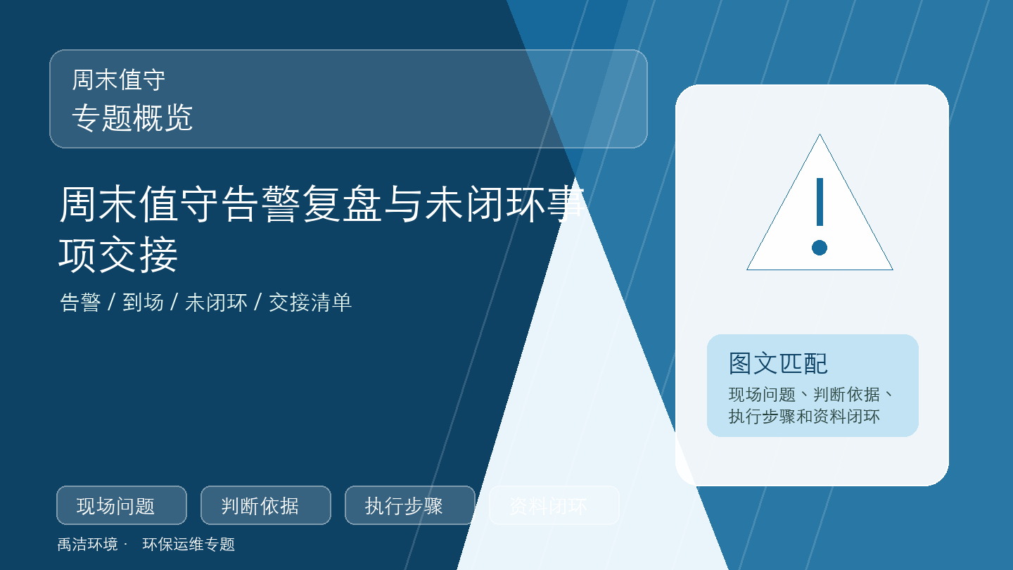 周末值守告警复盘与未闭环事项交接示意图
