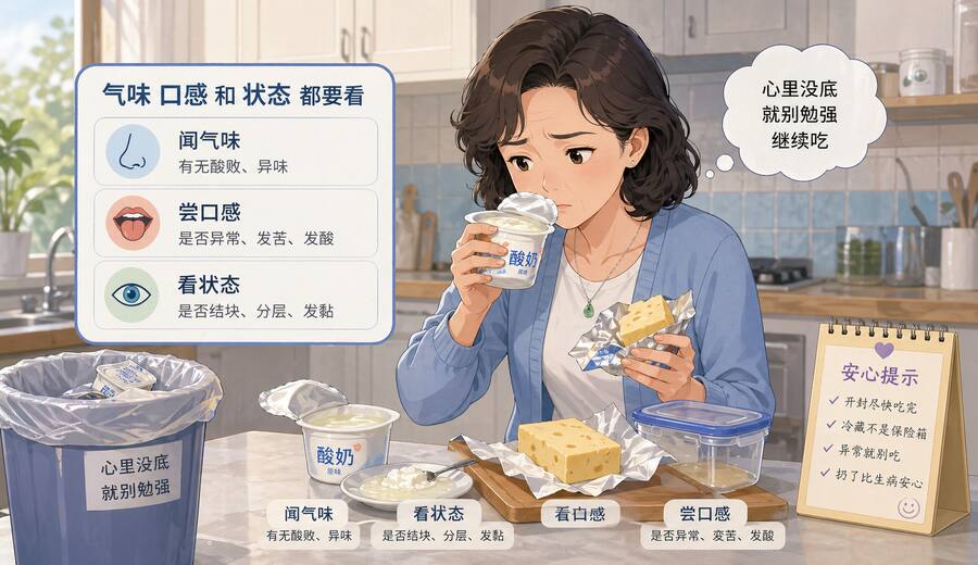 开封后的牛奶酸奶和奶酪 放进冰箱也别只看日期