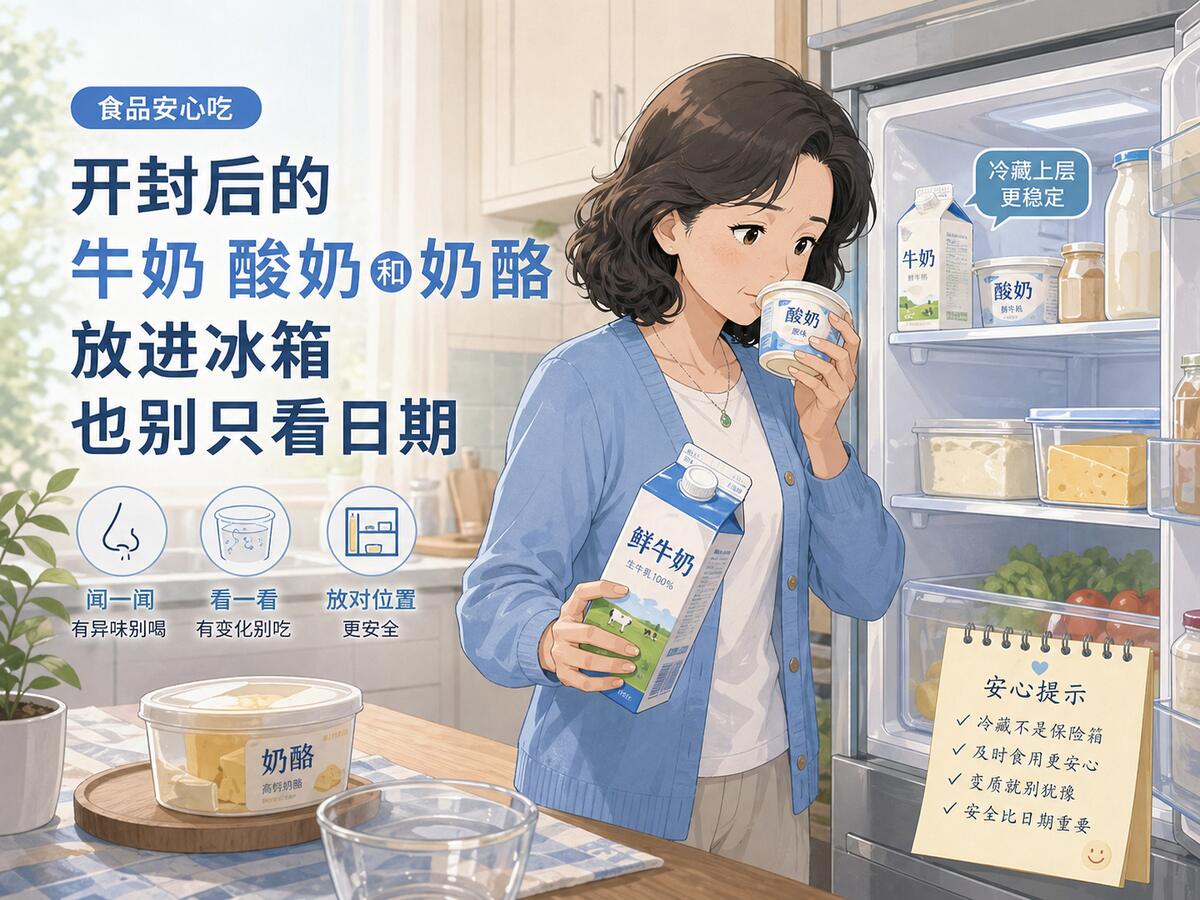 开封后的牛奶酸奶和奶酪 放进冰箱也别只看日期