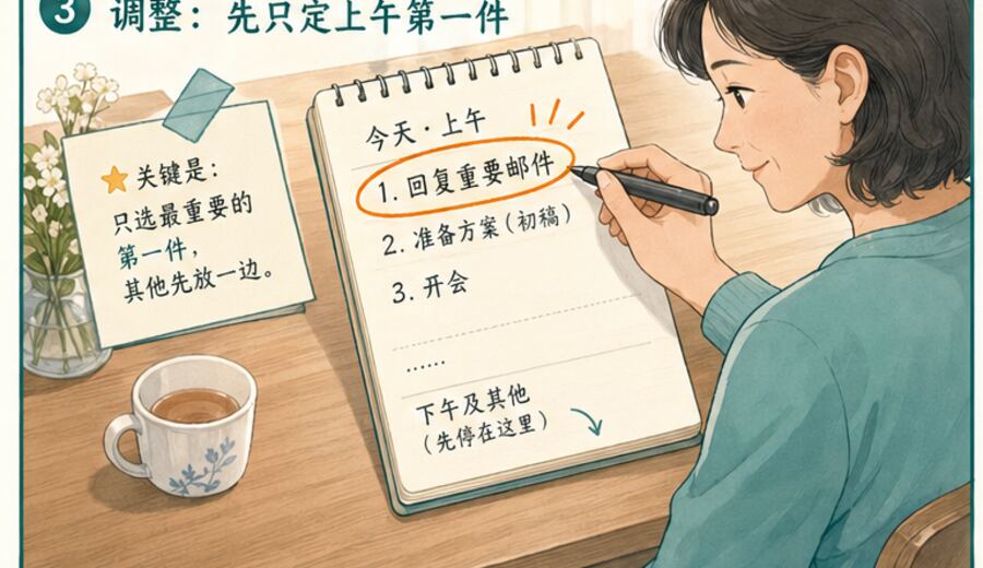 一想到待办还很多就心口发紧 先只定上午第一件