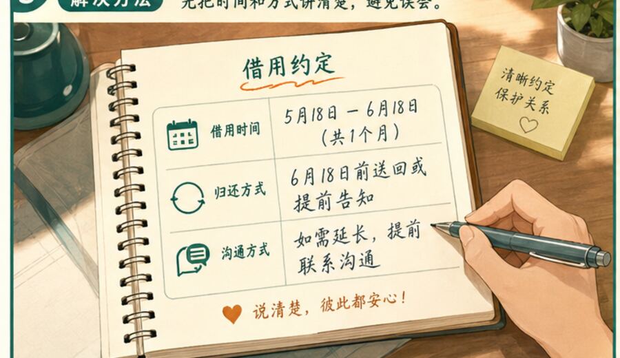 家里一说先借着用就没人好意思问归期 先把时间讲在前面