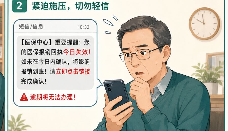 短信说你的医保报销回执待补录 先别急着点确认