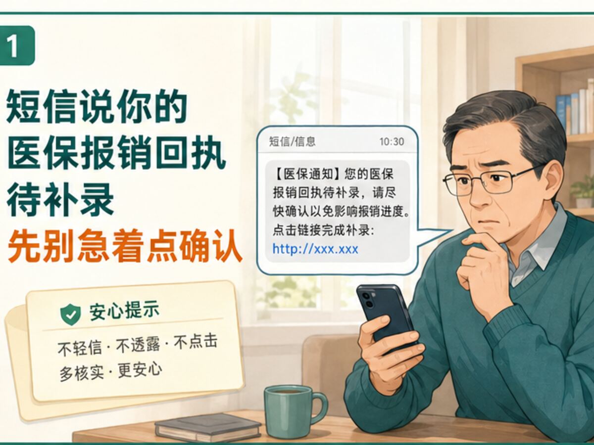 短信说你的医保报销回执待补录 先别急着点确认