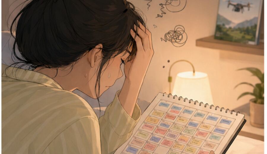 躺下后总想把明天每一步都排满 先给自己留一格空白