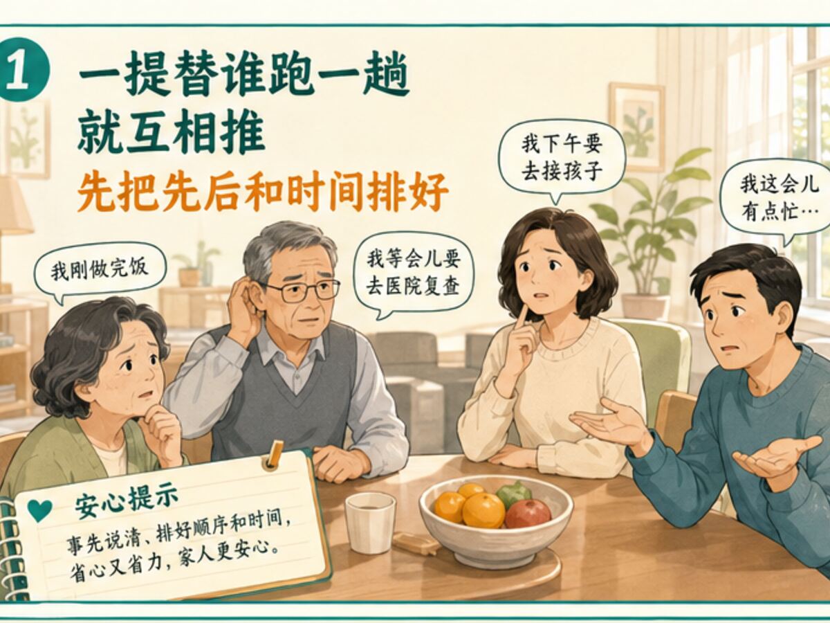 家里一说谁顺路去办一下就都怕撞时间 先把先后和时间排好
