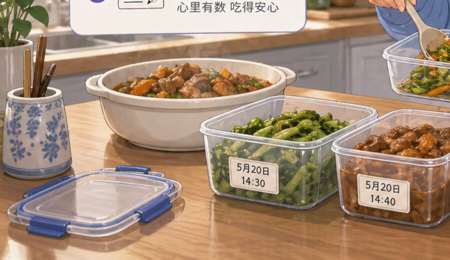 剩饭剩菜 先少做一点 及时分装标好时间
