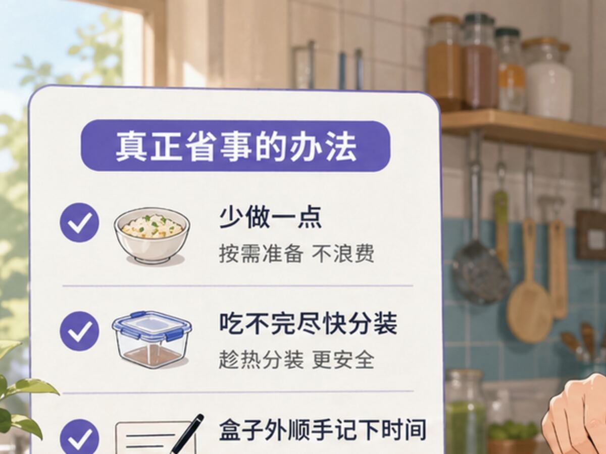 剩饭剩菜 先少做一点 及时分装标好时间