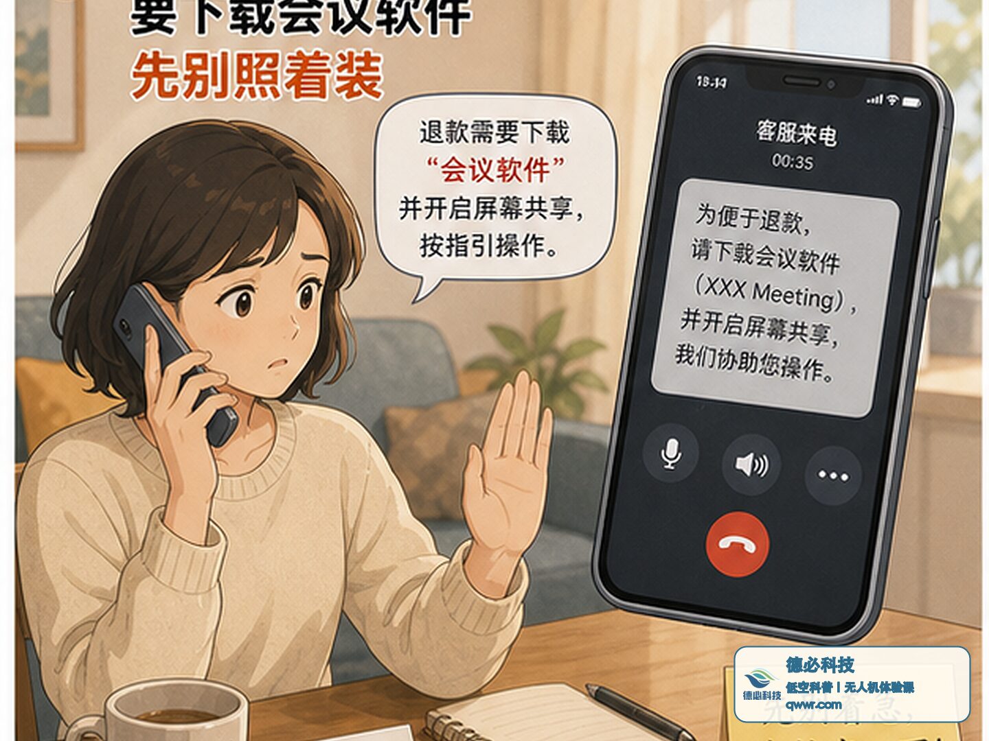客服说退款要下载会议软件 先别照着装