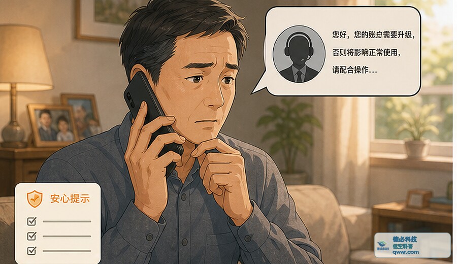 电话说账户升级 先别开屏幕共享