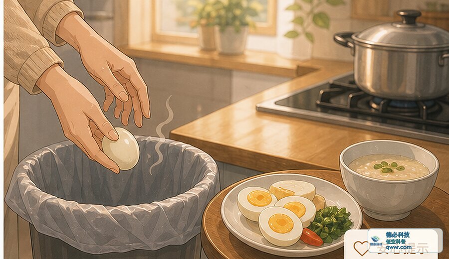 熟鸡蛋隔夜后 先看有没有异味