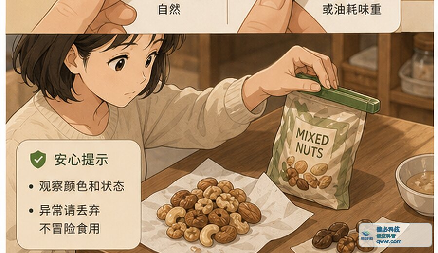 开封坚果放久了 先闻有没有哈味