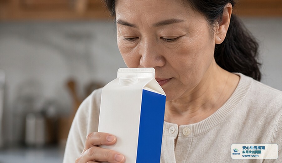 牛奶开封后久放 先闻味道