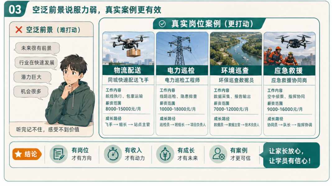 低空就业，先用哪类案例打动家长和学员