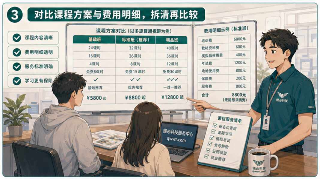 无人机培训费用，先拆课程再比价格