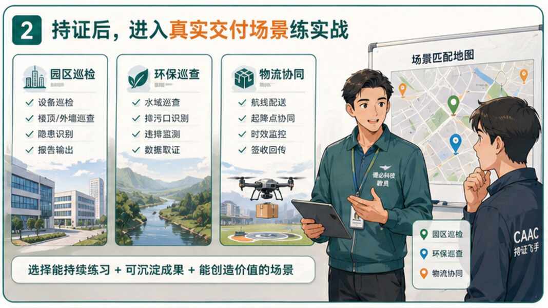 CAAC执照到手后，先找能练交付的场景