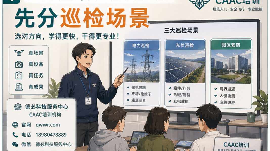 无人机巡检培训，先分电力光伏和园区安防