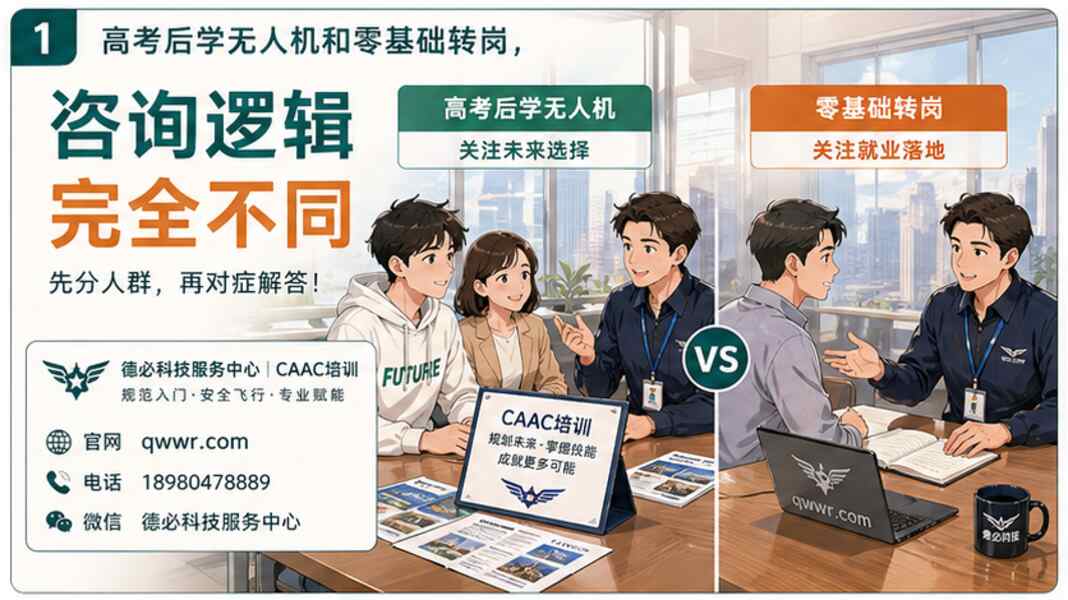 高考后学无人机和零基础转岗，咨询逻辑不同