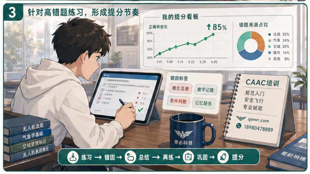 无人机题库练习怎么提分，先拆高错题