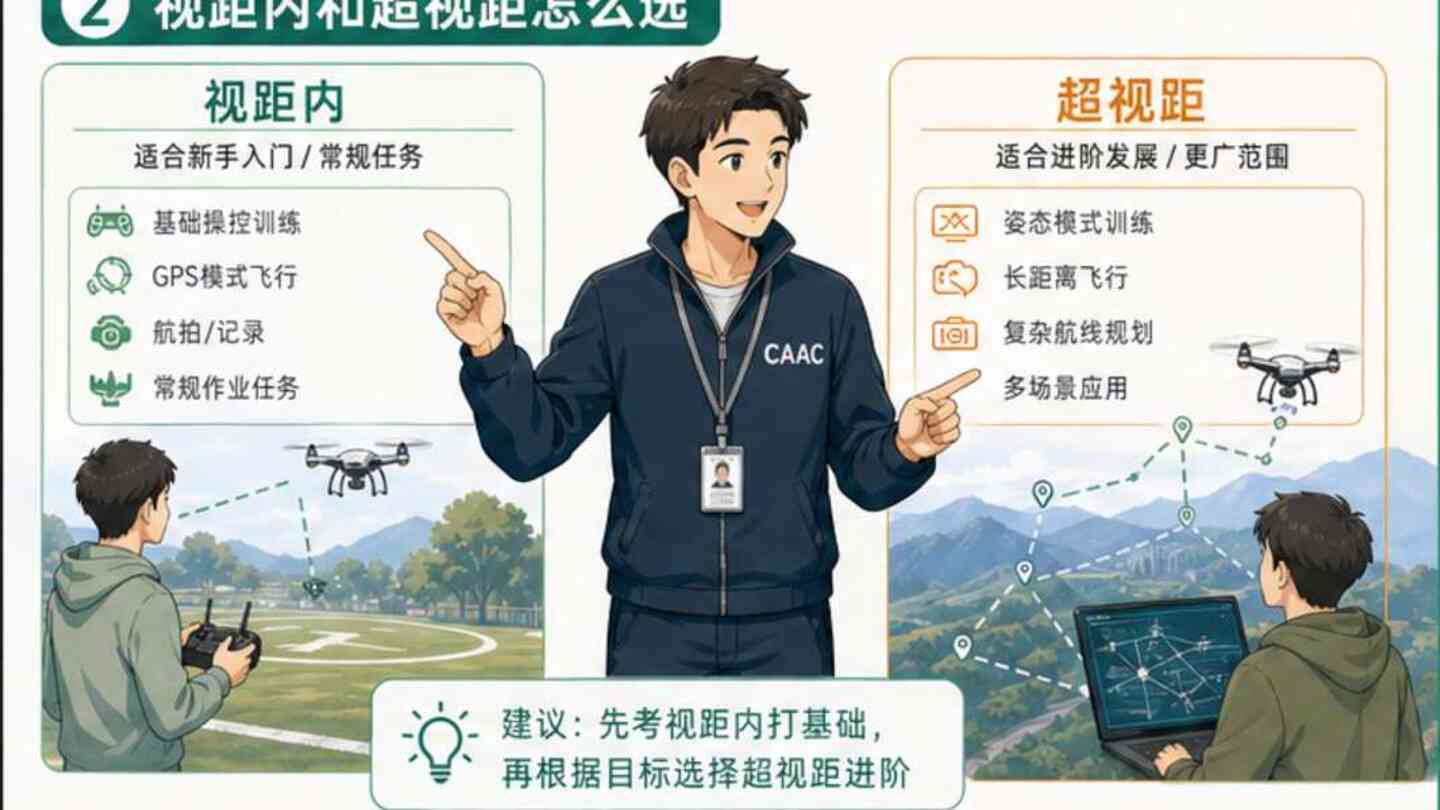成都CAAC培训，零基础怎么选视距内和超视距