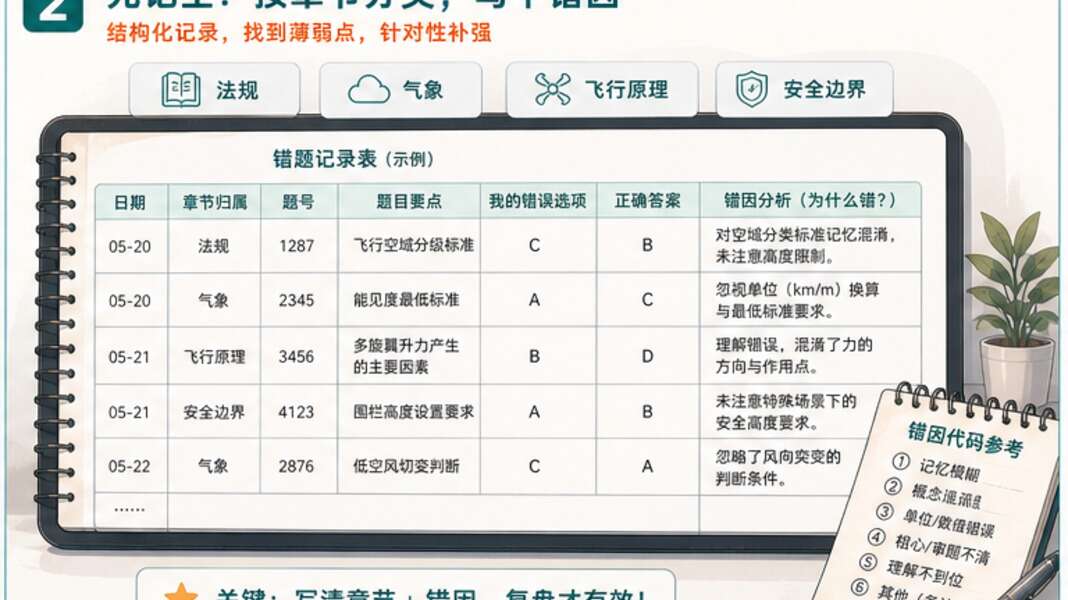 无人机题库练习总是忘，先把章节和错因写下来