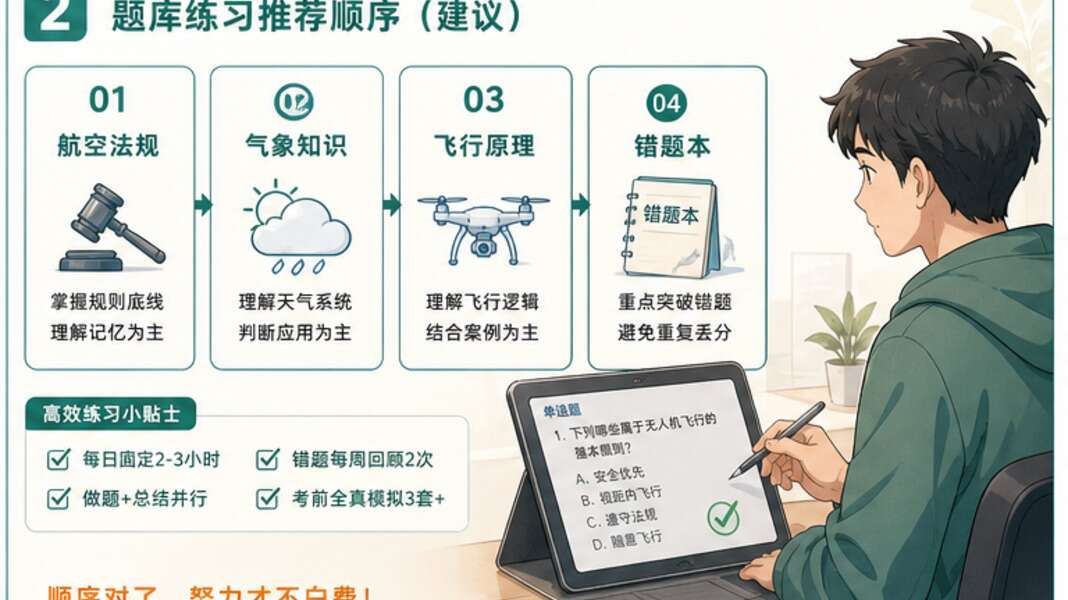 无人机题库练习顺序怎么排，先法规再错题