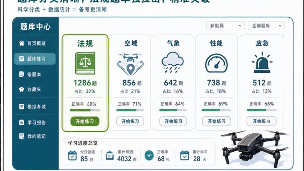 无人机题库备考,先把法规题单独拉出来