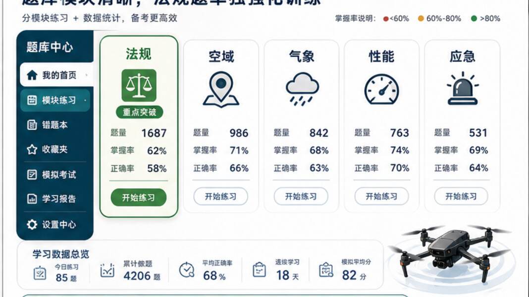 无人机题库练习，法规题要单独做错题本