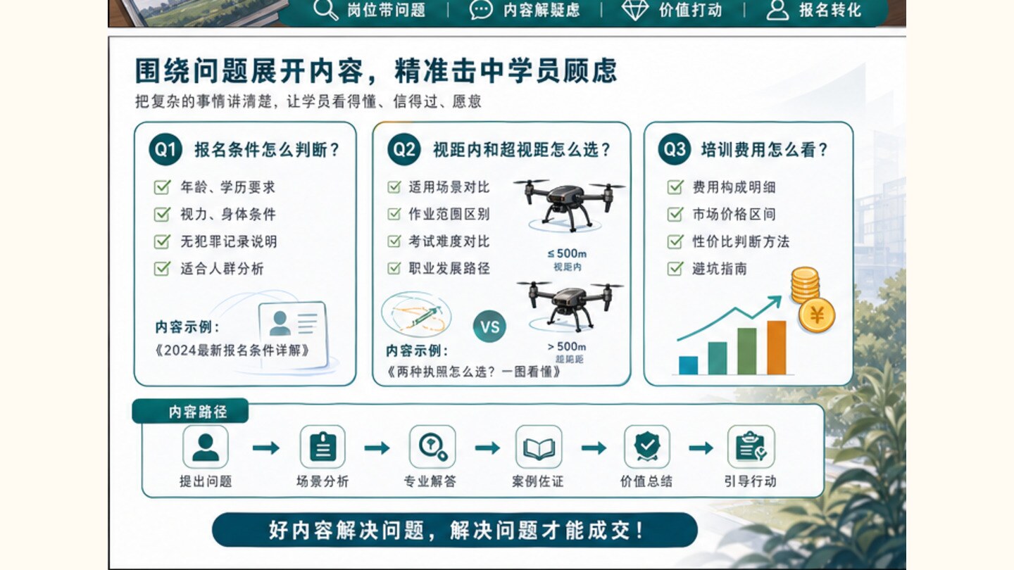 无人机培训转化，朋友圈文案要先回答疑问