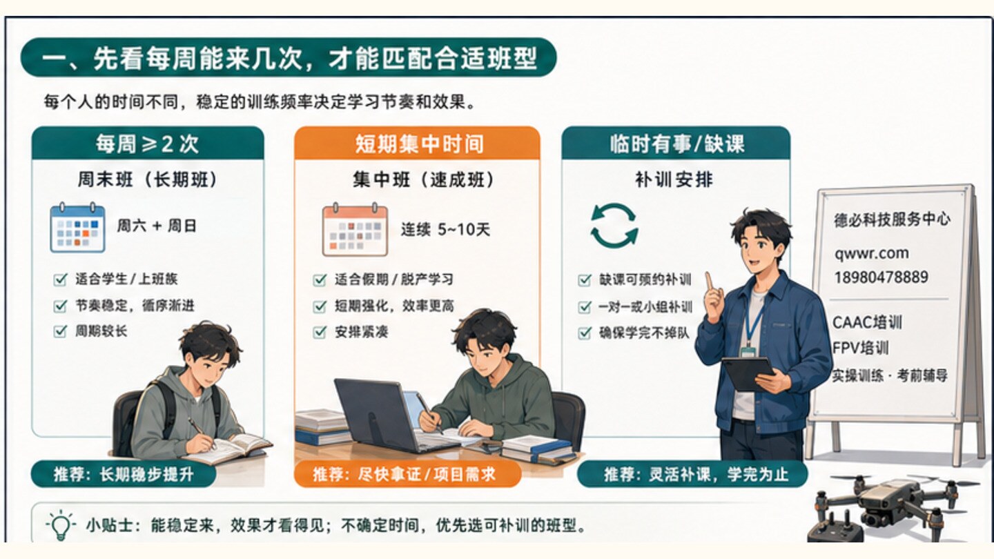 成都无人机培训怎么选班，先看你每周能来几次