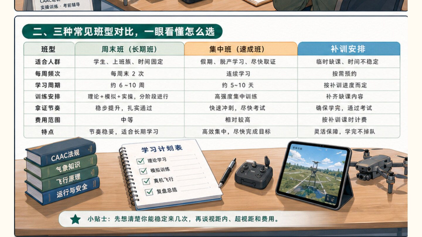 成都无人机培训怎么选班，先看你每周能来几次