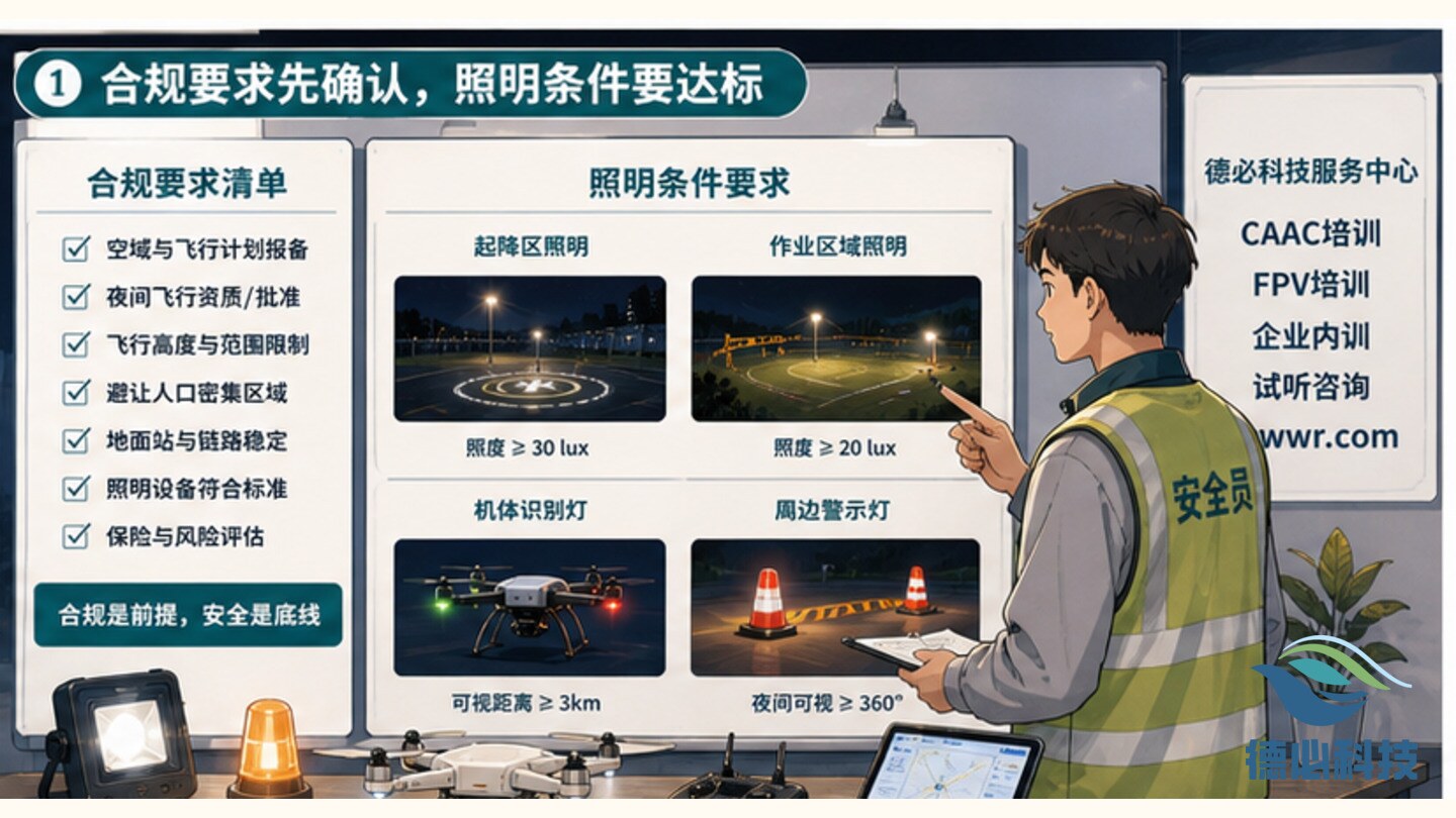 无人机夜间任务能不能做,先看合规和照明条件