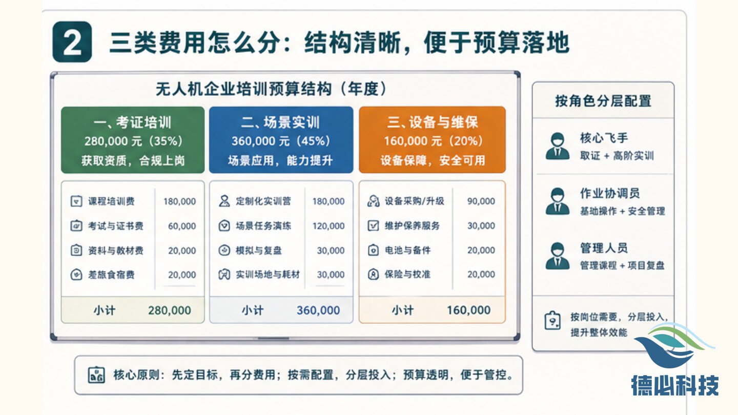 无人机企业培训预算怎么报,先分三类费用