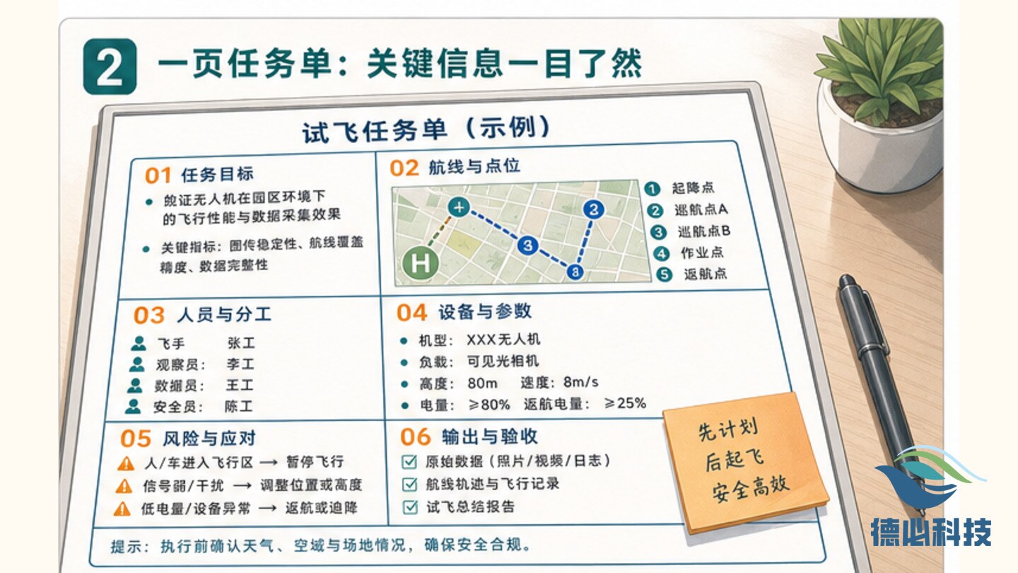 无人机企业试飞怎么安排,先定一页任务单