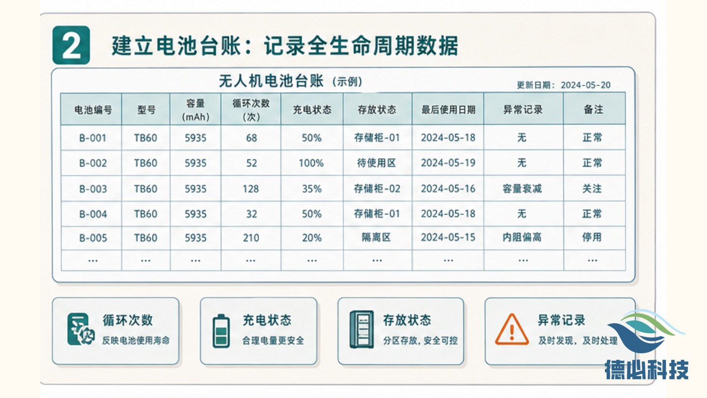 无人机电池管理怎么教,先建编号台账