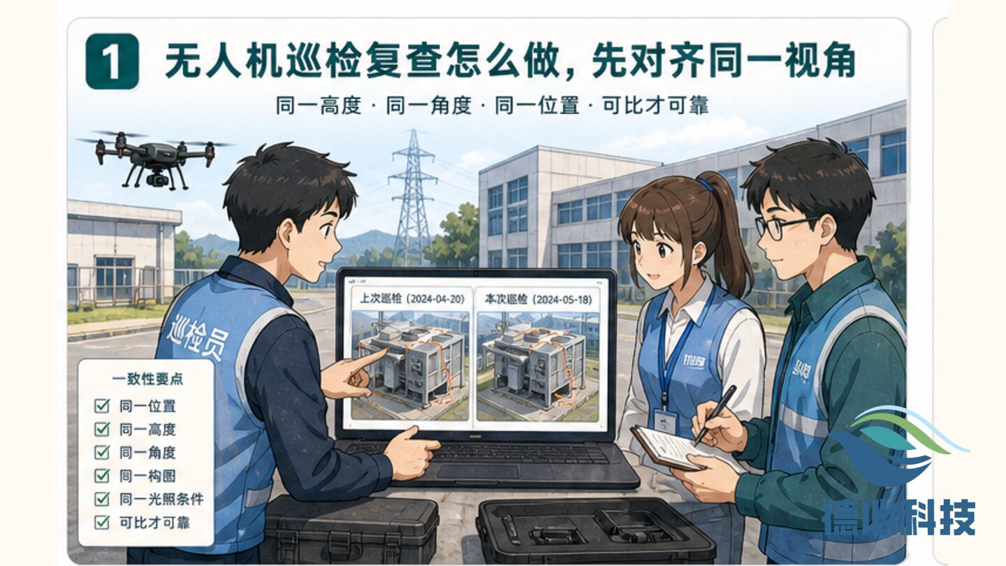 无人机巡检复查怎么做,先对齐同一视角