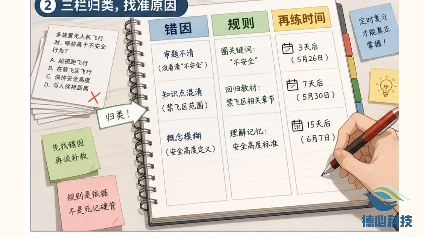 无人机错题复盘散，先建三栏错题本