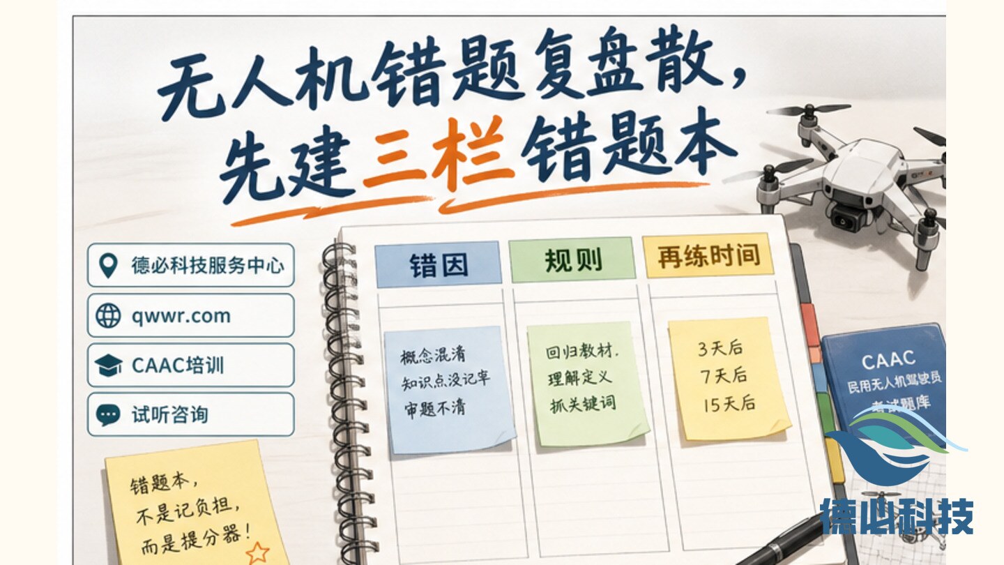 无人机错题复盘散，先建三栏错题本