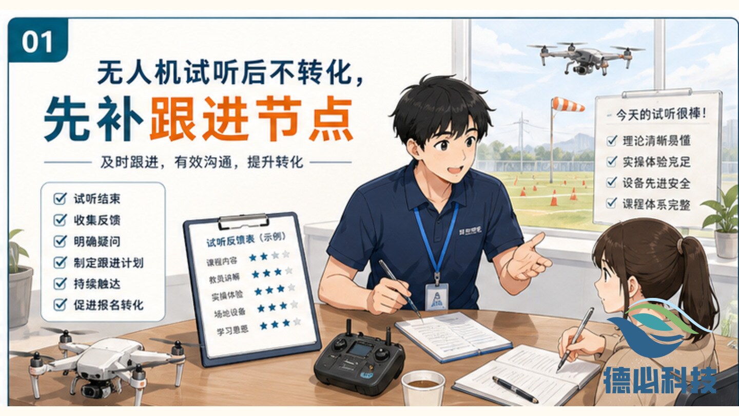 无人机试听后不转化，先补跟进节点