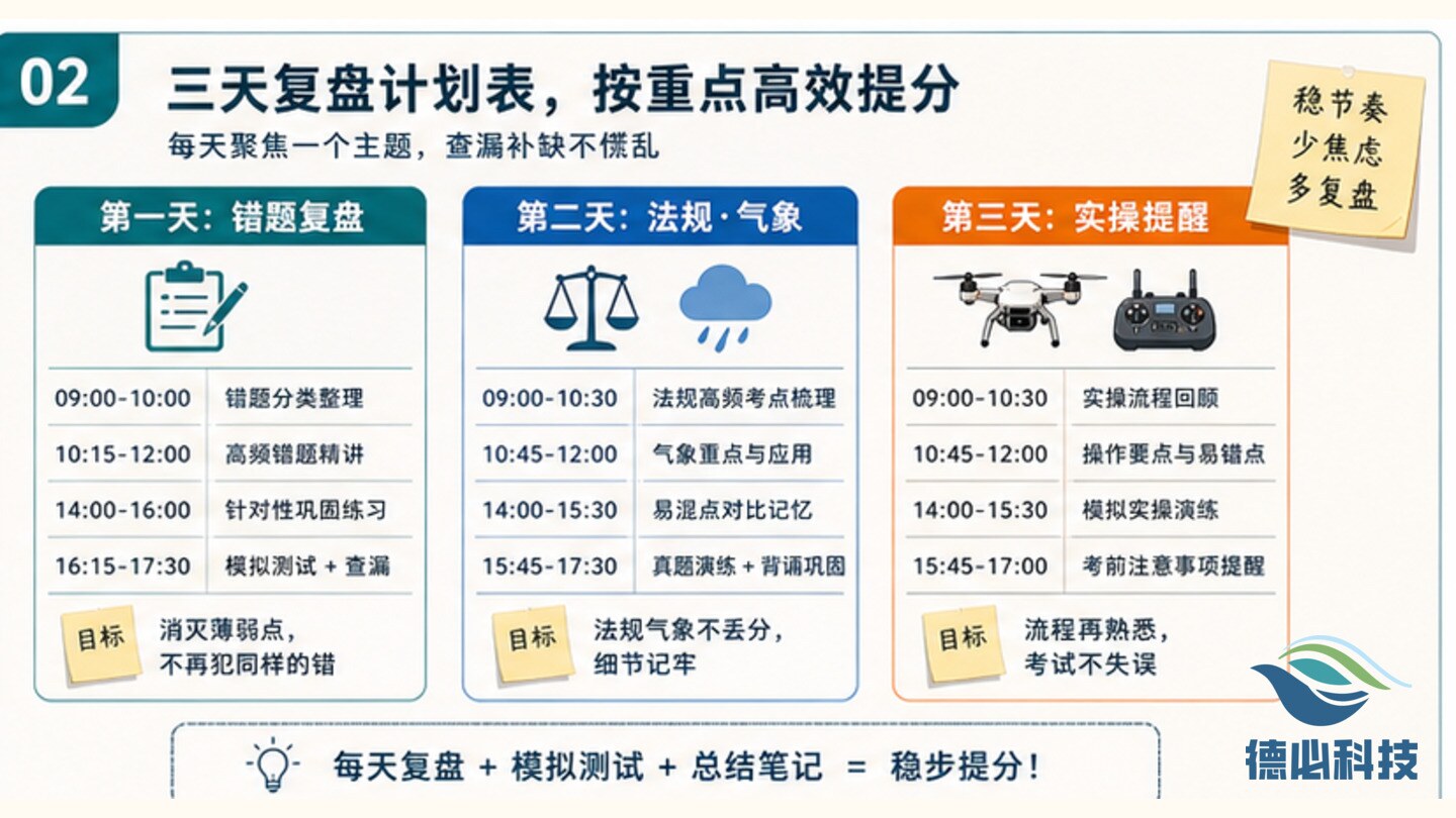 无人机考试临近慌,先做三天复盘