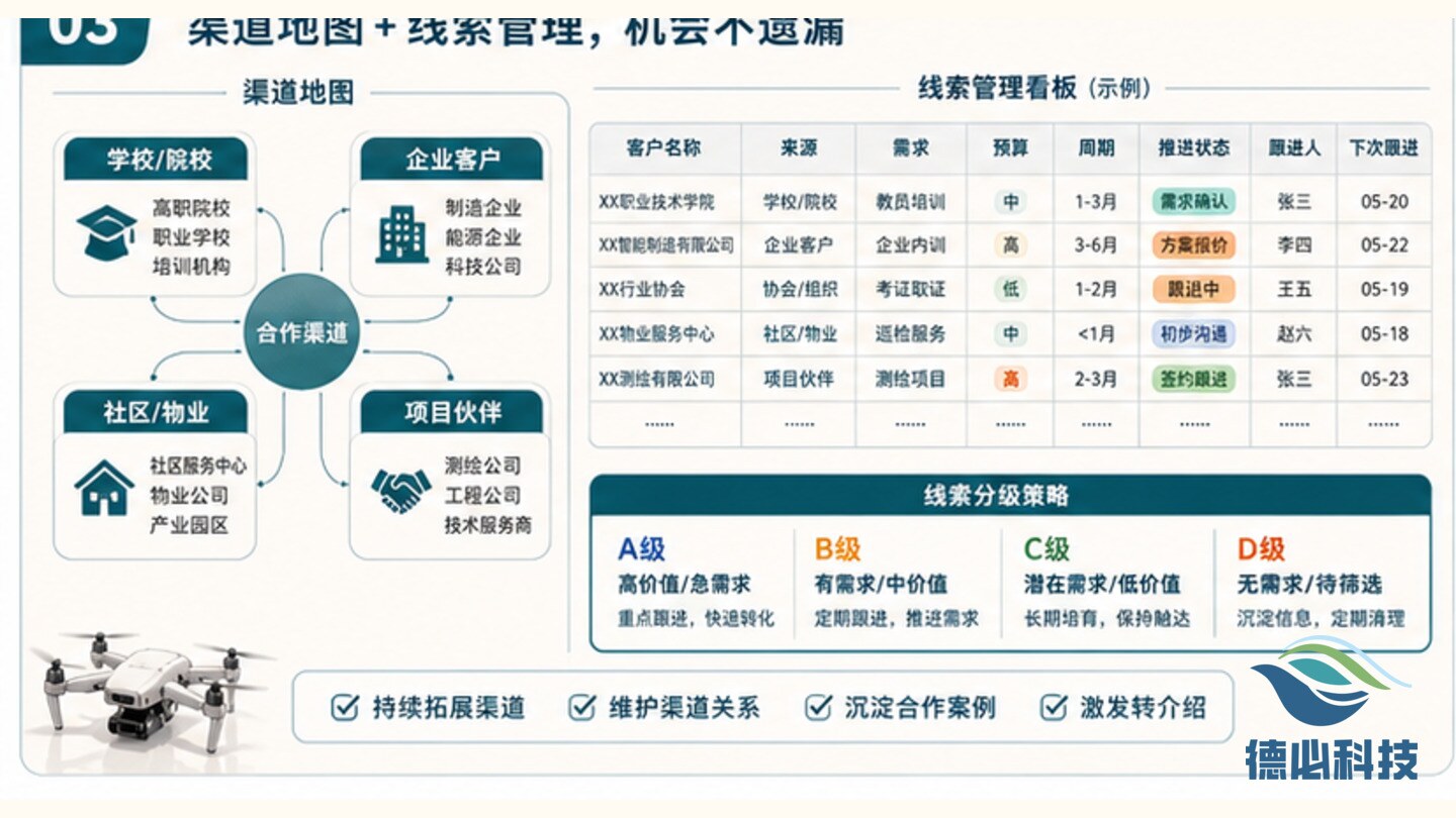无人机合作渠道多,先做线索标签