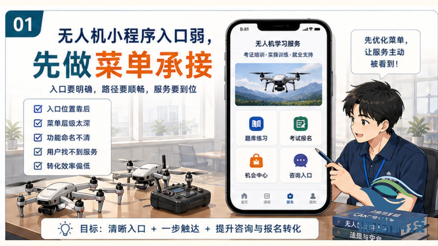 无人机小程序入口弱,先做菜单承接