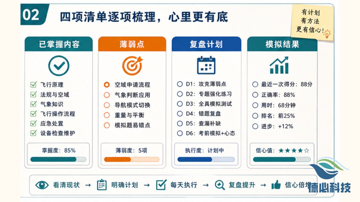 无人机学员怕考试,先做信心清单