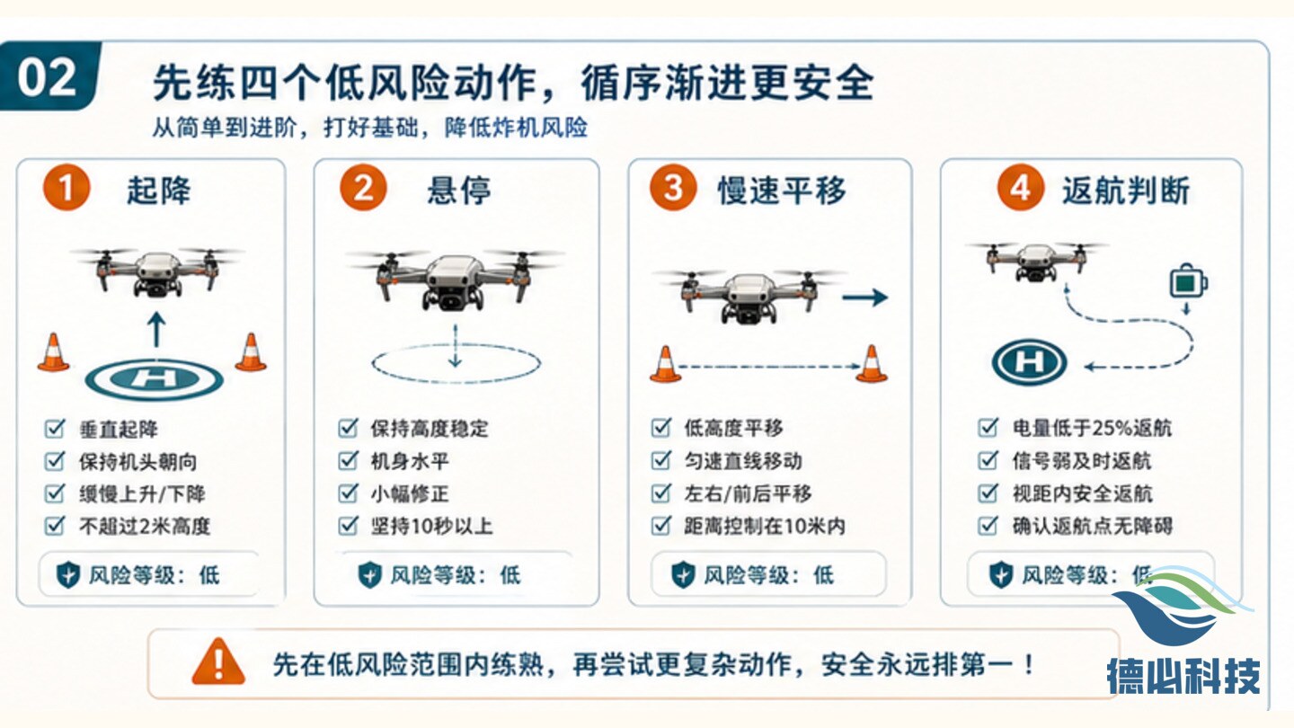 无人机实操怕炸机,先练低风险动作