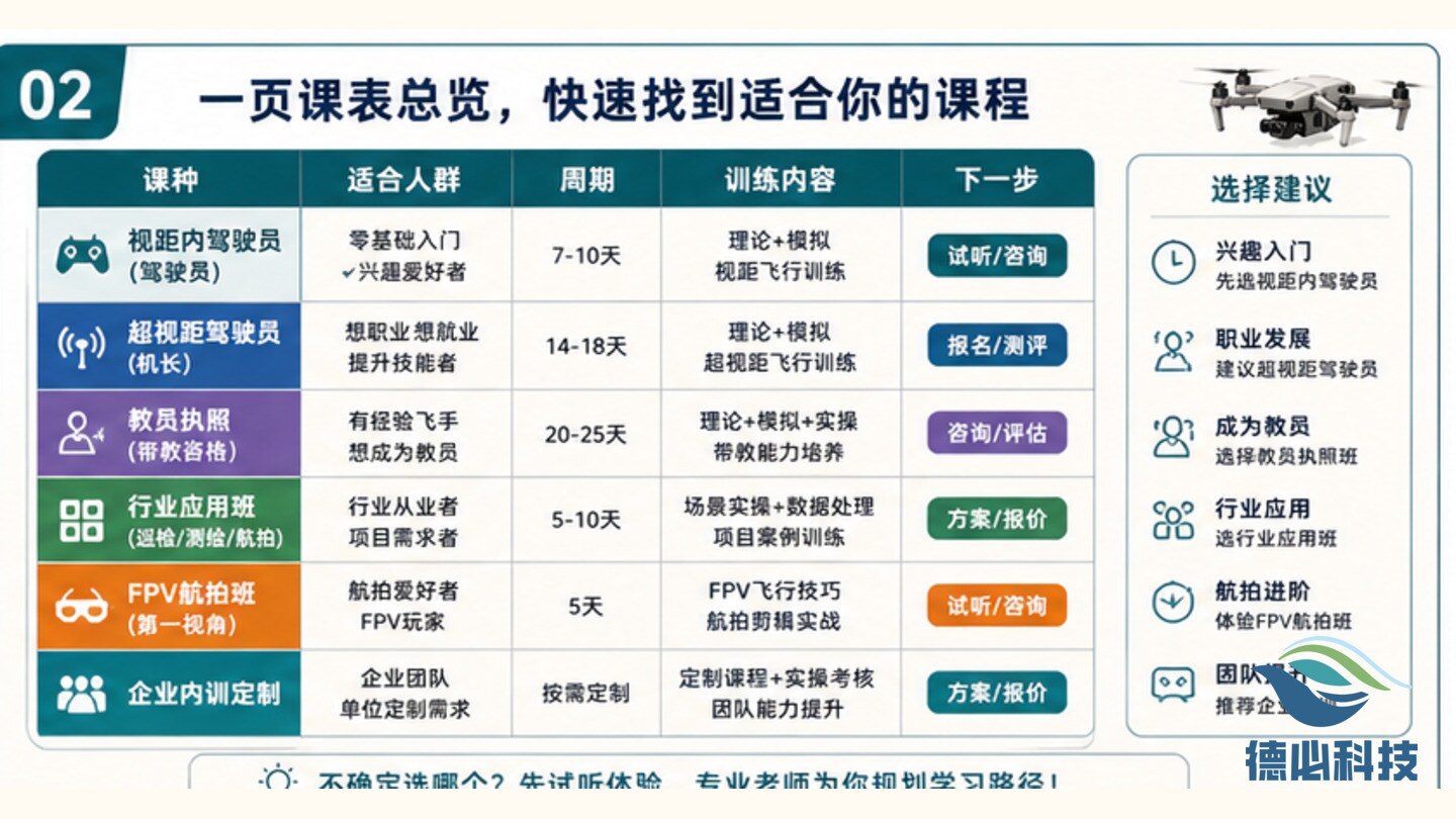 无人机课程介绍乱,先做一页课表