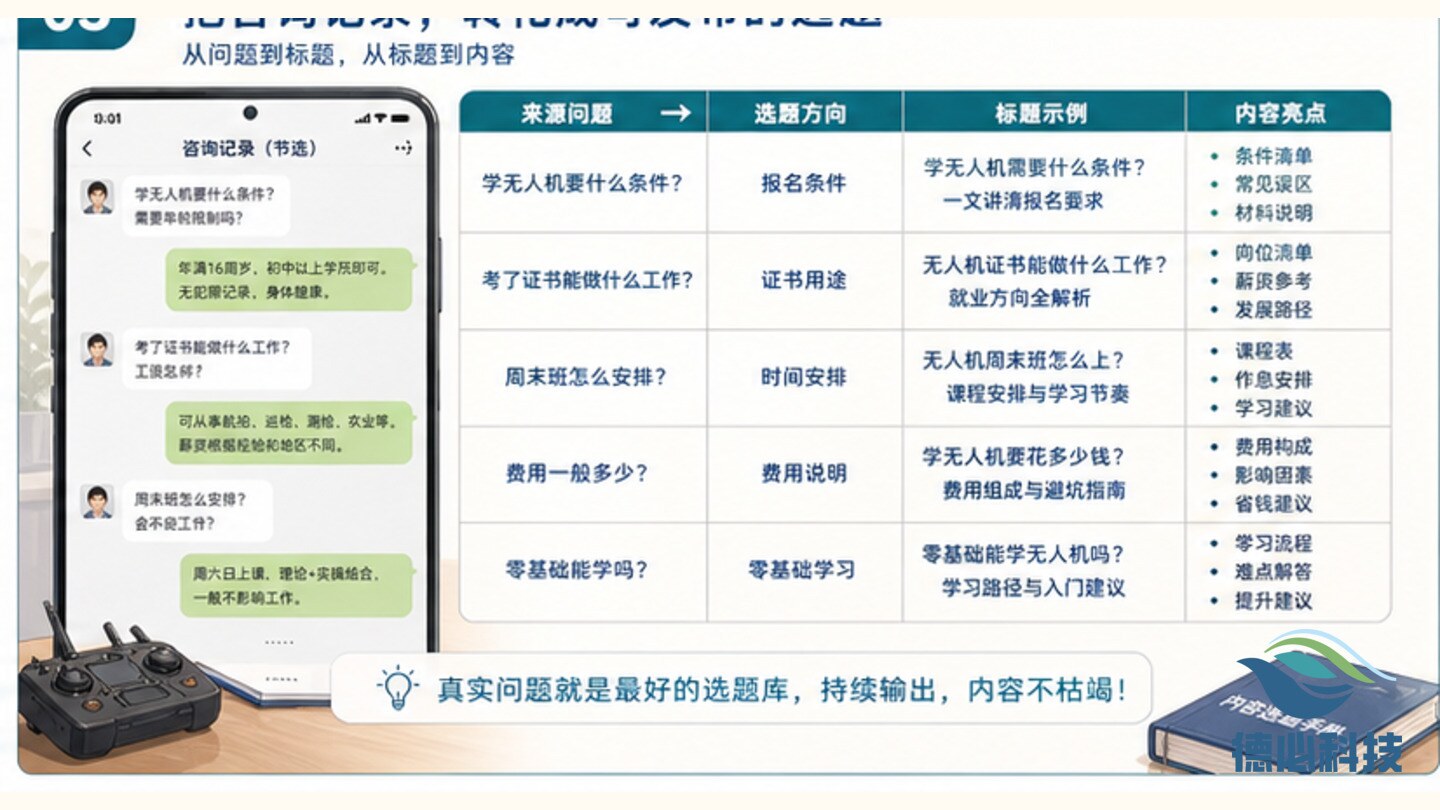 无人机内容选题枯竭,先看咨询记录
